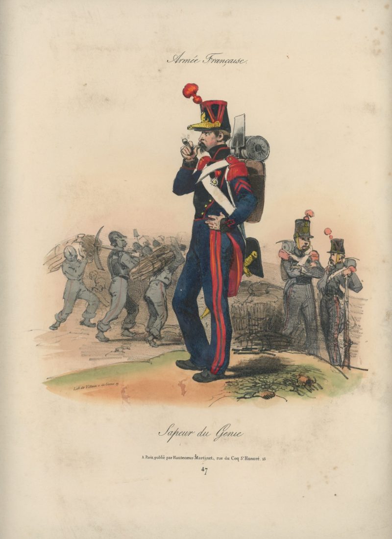 Gravure XIX - Martinet - L'armée française - Uniforme -Soldat - Monarchie de Juillet - 1830 et 1848 - Sapeur du Genie
