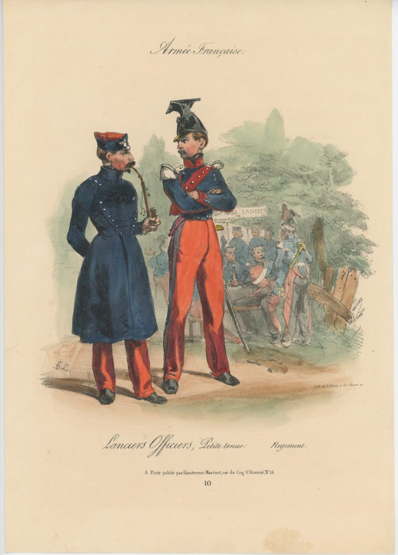 Gravure XIX - Martinet - L'armée française - Uniforme -Soldat - Monarchie de Juillet - 1830 et 1848 - Lanciers Officiers
