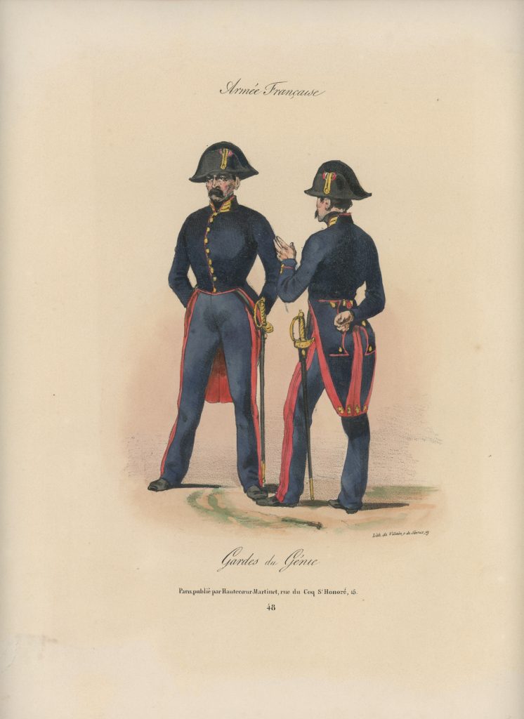 Gravure XIX - Martinet - L'armée française - Uniforme -Soldat - Monarchie de Juillet - 1830 et 1848 - Garde du Génie