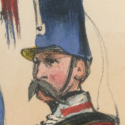 Gravure XIX - Martinet - L'armée française - Uniforme -Soldat - Monarchie de Juillet - 1830 et 1848 - Hussards 4 régiment Etendard