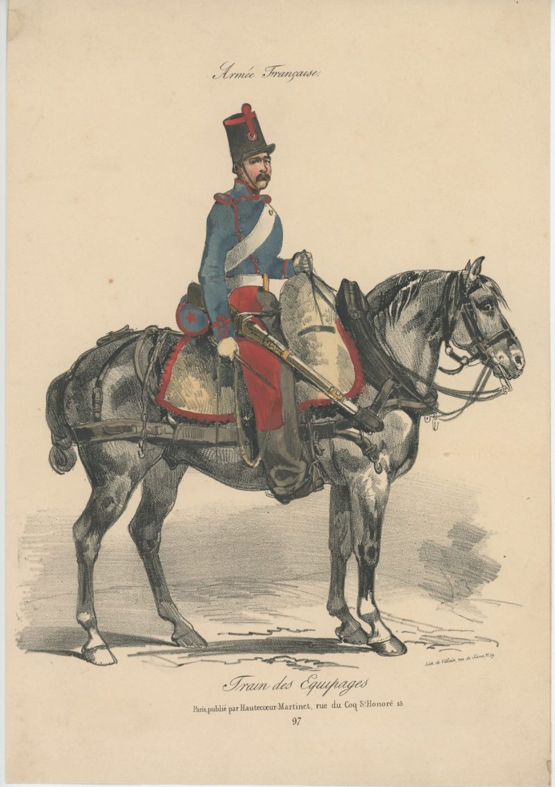 Gravure XIX - Martinet - L'armée française - Uniforme -Soldat - Monarchie de Juillet - 1830 et 1848 - Train des équipages