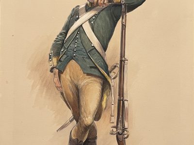 Peinture originale rehaussée - Edmond Lajoux - Chasseur Soldat - Uniforme - Armée Française