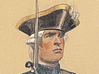 Peinture originale rehaussée - Edmond Lajoux - Chasseur Soldat - Uniforme - Armée Française