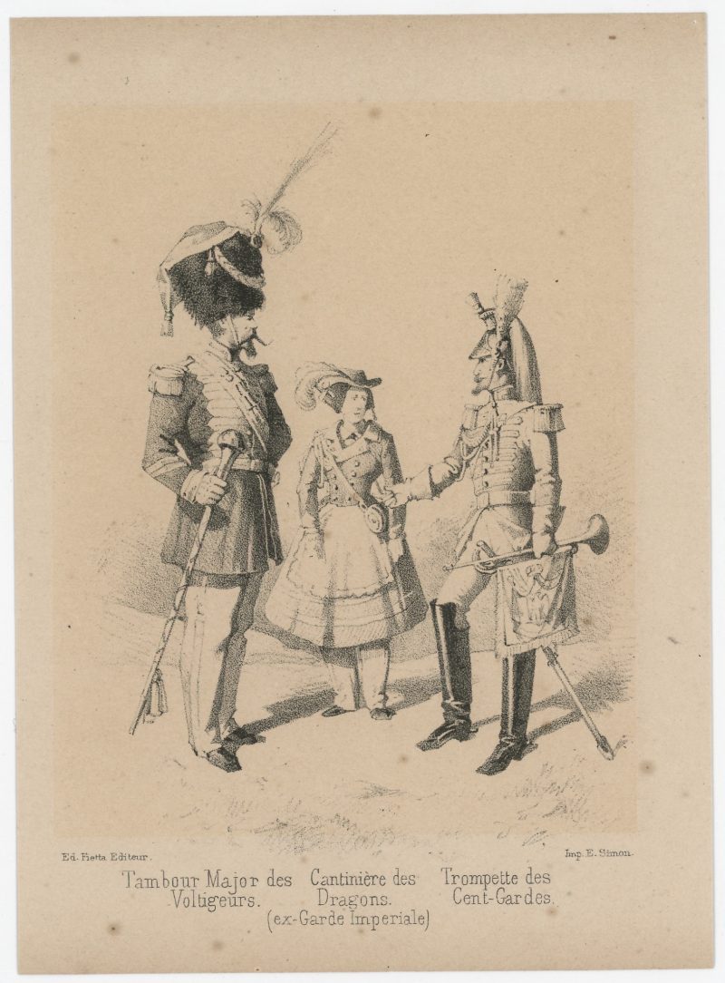 24 cartes - Uniforme de l'armée Second Empire - France 1870 - Carte illustrée Lithographie Fietta Strasbourg