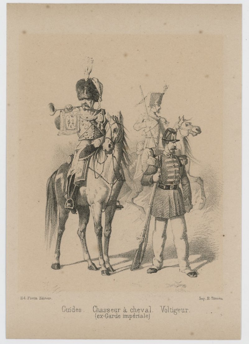 24 cartes - Uniforme de l'armée Second Empire - France 1870 - Carte illustrée Lithographie Fietta Strasbourg
