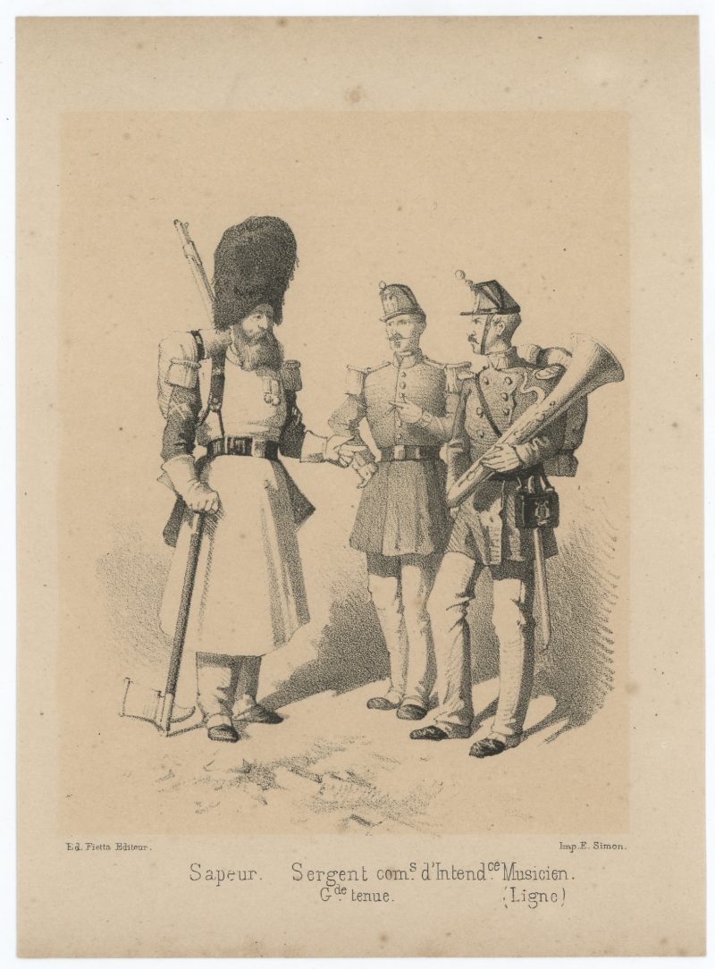 24 cartes - Uniforme de l'armée Second Empire - France 1870 - Carte illustrée Lithographie Fietta Strasbourg