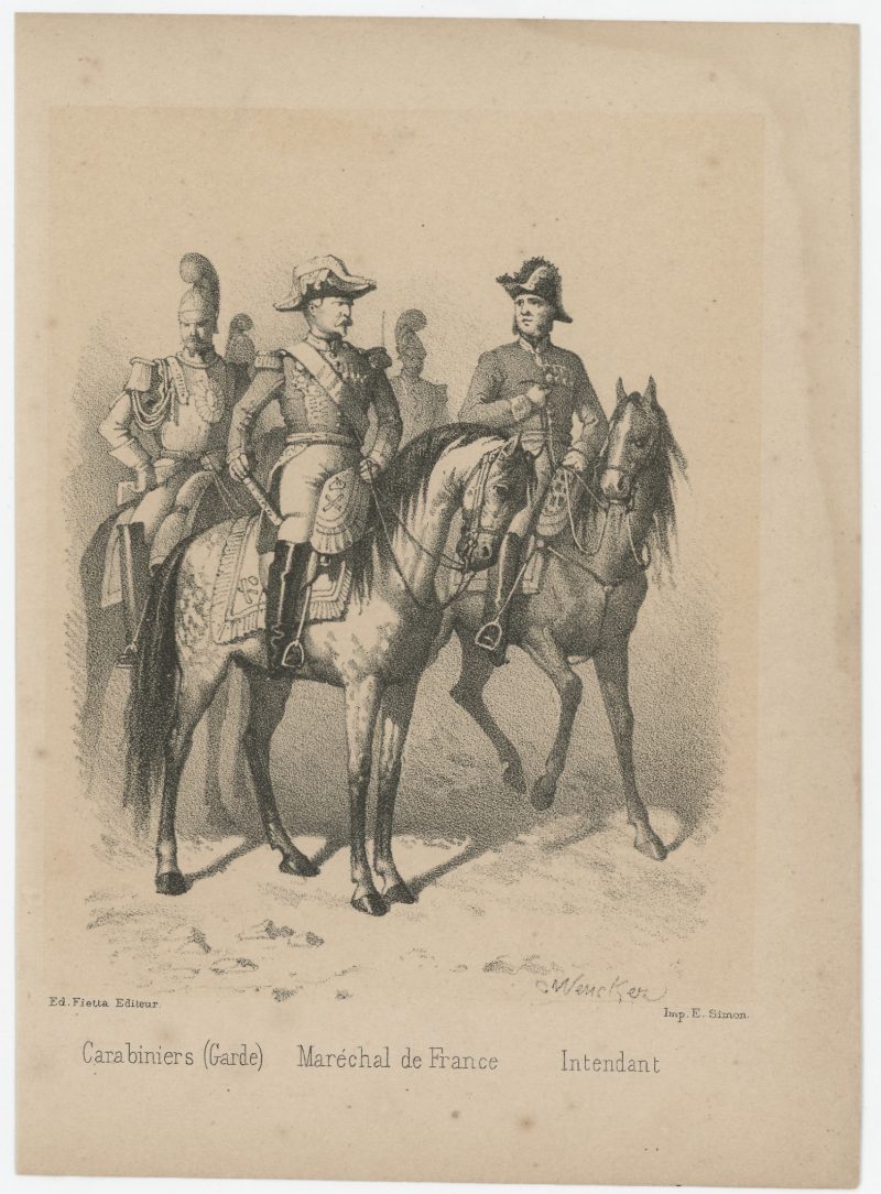 24 cartes - Uniforme de l'armée Second Empire - France 1870 - Carte illustrée Lithographie Fietta Strasbourg