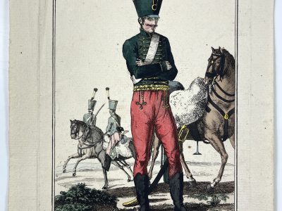 Gravure XIX - Martinet - Troupes Autrichienne - Tenue Hussards - Hussard de Ferdinand 1808 - Planche N°1