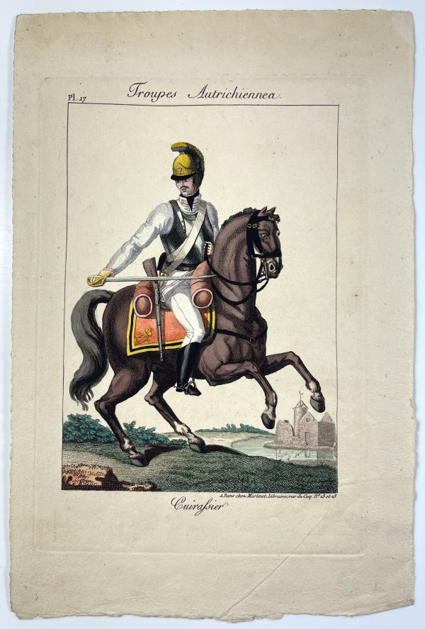 Gravure XIX - Martinet - Troupes Autrichienne - Tenue Cuirassier -1808 - Planche N°17