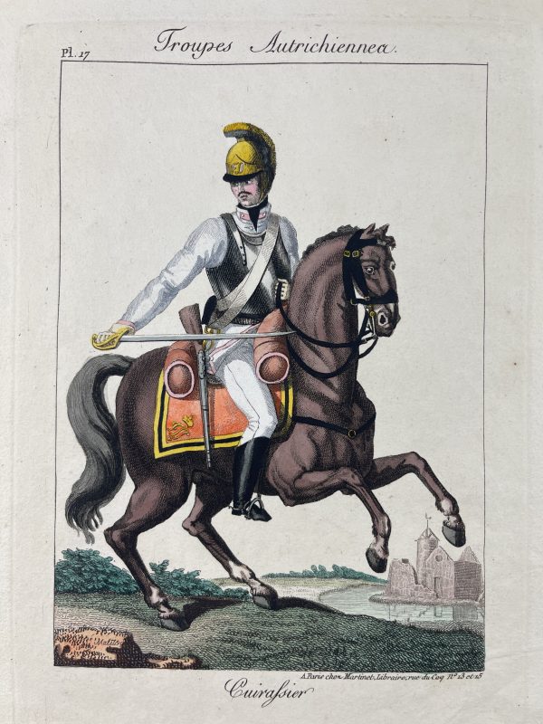 Gravure XIX - Martinet - Troupes Autrichienne - Tenue Cuirassier -1808 - Planche N°17