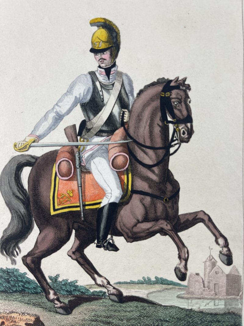 Gravure XIX - Martinet - Troupes Autrichienne - Tenue Cuirassier -1808 - Planche N°17