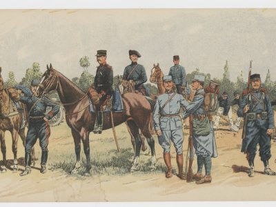 Soldats de la Guerre 14/18 par Charles Brun - Uniforme - France - Troupes - Gravure - 5 gravures anciennes sur les unités de la 1er Guerre Mondiale