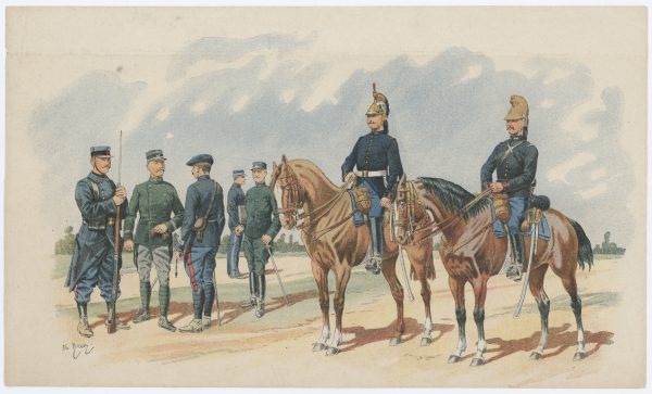 Soldats de la Guerre 14/18 par Charles Brun - Uniforme - France - Troupes - Gravure - 5 gravures anciennes sur les unités de la 1er Guerre Mondiale