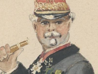 Dessin étude crayon rehaussé - Soldat Officier - Second Empire - Uniforme - Aquarelle Originale - Guerre 1870 - Militaire - Officier
