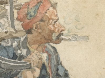 Peinture Aquarelle Originale - Zouave Soldat Second Empire - D'apres A. de Neuville - Zouave en campagne 1870