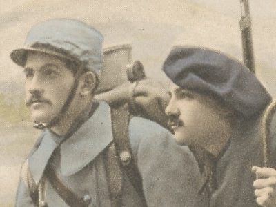 Lot 2 Cartes Postales Illustrées - Guerre 14/18 - Chasseur Alpin - Et Poilu dans les Vosges - Souvenir