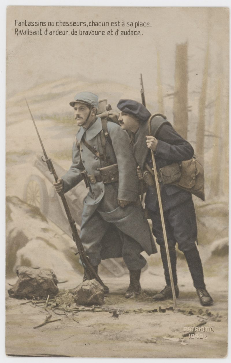 Lot 2 Cartes Postales Illustrées - Guerre 14/18 - Chasseur Alpin - Et Poilu dans les Vosges - Souvenir