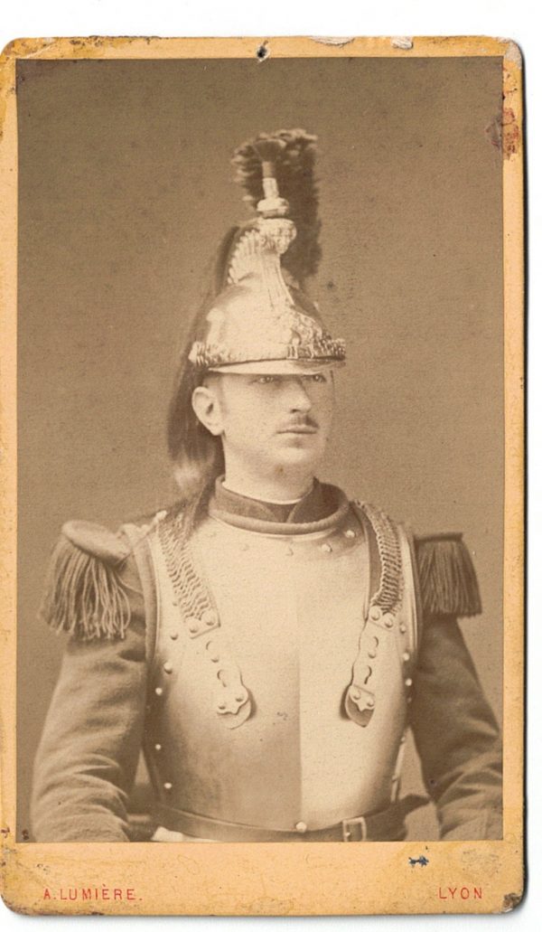 2 CDV - Ancienne Photographie - 3ème République - 11ème Cuirassier - Casque - Cuirasse - Lyon - Capote - 1878