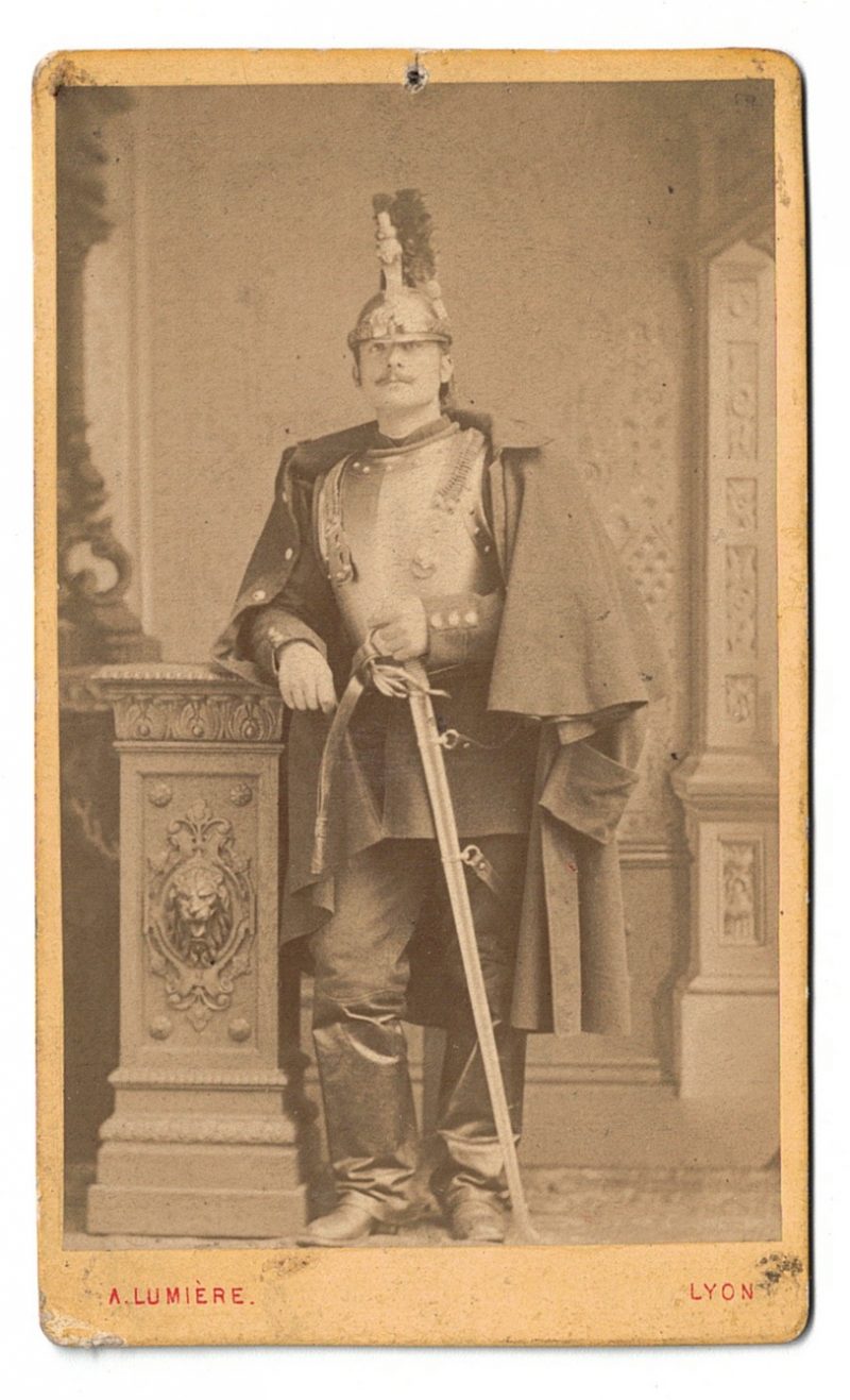 2 CDV - Ancienne Photographie - 3ème République - 11ème Cuirassier - Casque - Cuirasse - Lyon - Capote - 1878