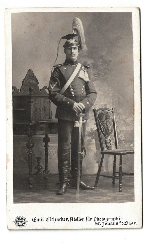 CDV Soldat Allemand - Armée Cavalerie - Grande tenue - Uhlan - Sabre - Baden - St Johann Saar