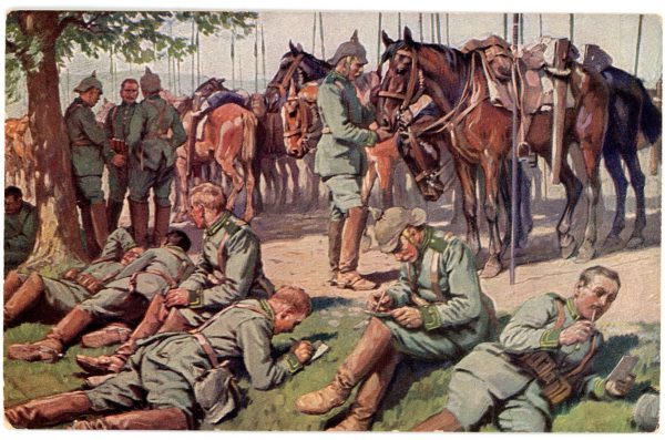 Série 5 Cartes Postale - Armée Allemande en campagne - 14/18 - Uniforme - Bivouac - Croix Rouge - Roten Kreuz
