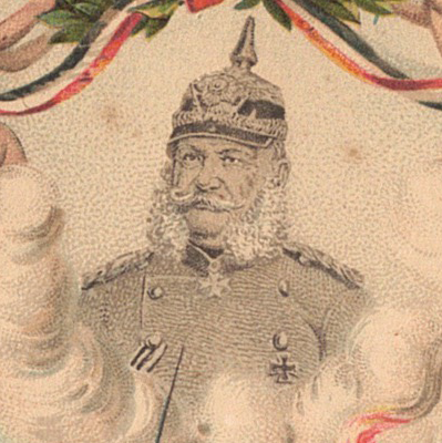 Carte Postale Illustrée - Soldat Prussien - Guerre 14/18 - Propagande - Casque à pointe - Anniversaire de Guillaume 1er - 1797 - 1897