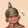 Carte Postale Illustrée - Enfant Soldat Prussien - Guerre 14/18 - Propagande - Casque à pointe - Uniforme - Décorative