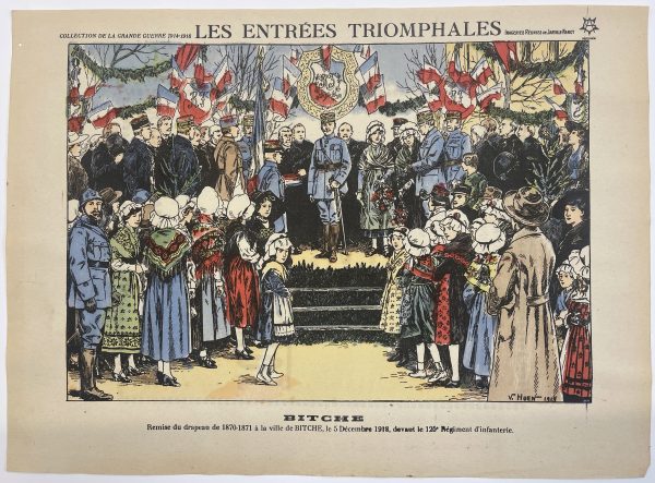 Lot 12 gravures - Les Entrées Triomphales - Victor Huen - Illustration - Guerre 1914-1918 - Libération - Villes - Alsace Lorraine