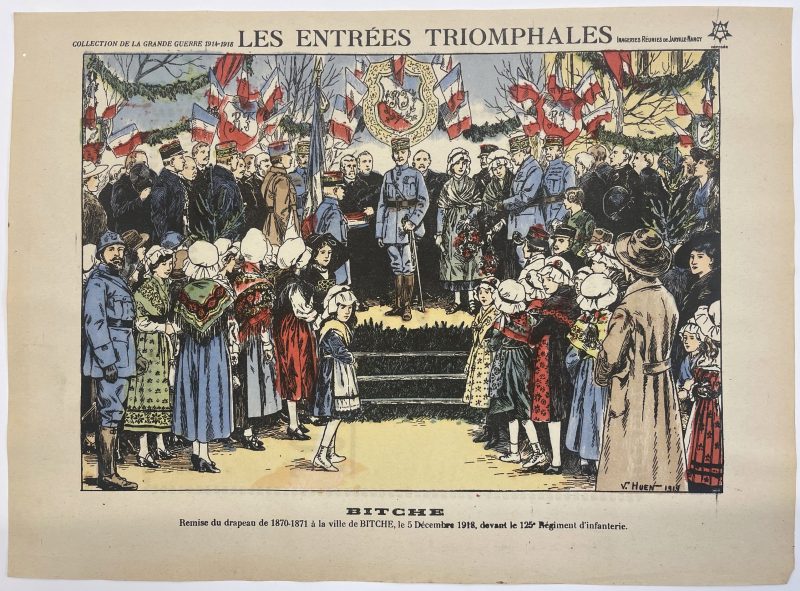 Lot 12 gravures - Les Entrées Triomphales - Victor Huen - Illustration - Guerre 1914-1918 - Libération - Villes - Alsace Lorraine