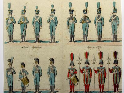 Petits soldats de papier - Feuille imagerie militaire - Ancienne gravure - Uniforme - Soldats allemands - Wurtemberg