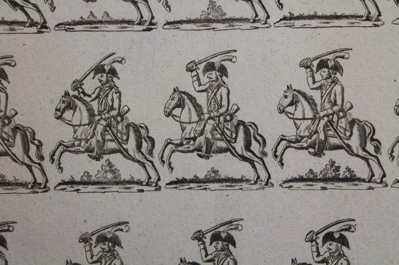 Petits soldats de papier - Feuille imagerie militaire - Ancienne gravure - Uniforme - Soldats allemands - Wurtemberg Dragons