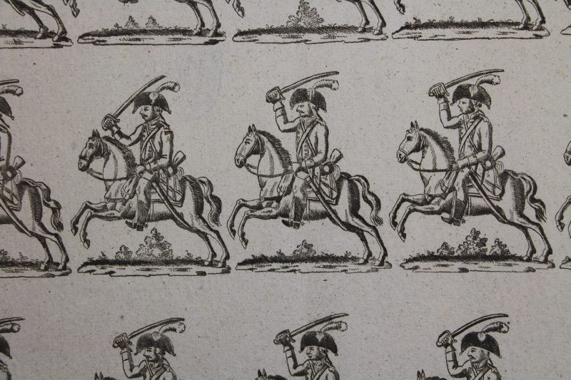 Petits soldats de papier - Feuille imagerie militaire - Ancienne gravure - Uniforme - Soldats allemands - Wurtemberg Dragons