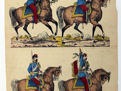 Petits soldats de papier - Feuille imagerie militaire - Ancienne gravure - Uniforme - Soldats Second empire - Chasseurs d'Afrique - Didion Metz
