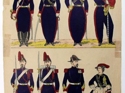 Petits soldats de papier - Feuille imagerie militaire - Ancienne gravure - Uniforme - Soldats Second empire - Artillerie - Gangel/Didion Metz