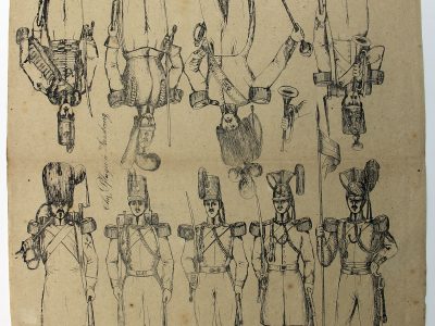 Petits soldats de papier - Feuille imagerie militaire - Ancienne gravure - Uniforme - Artillerie - Chasseurs - Hussards - PFLÜGER Strasbourg