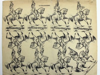 Petits soldats de papier - Feuille imagerie militaire - Ancienne gravure - Uniforme - Cuirassier - Faroti & Ohlamnn Strasbourg