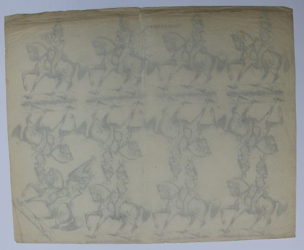 Petits soldats de papier - Feuille imagerie militaire - Ancienne gravure - Uniforme - Cuirassier - Faroti & Ohlamnn Strasbourg