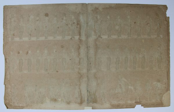 Petits soldats de papier - Feuille imagerie militaire - Ancienne gravure - Uniforme - Gendarmerie de la Seine - Gangel Metz