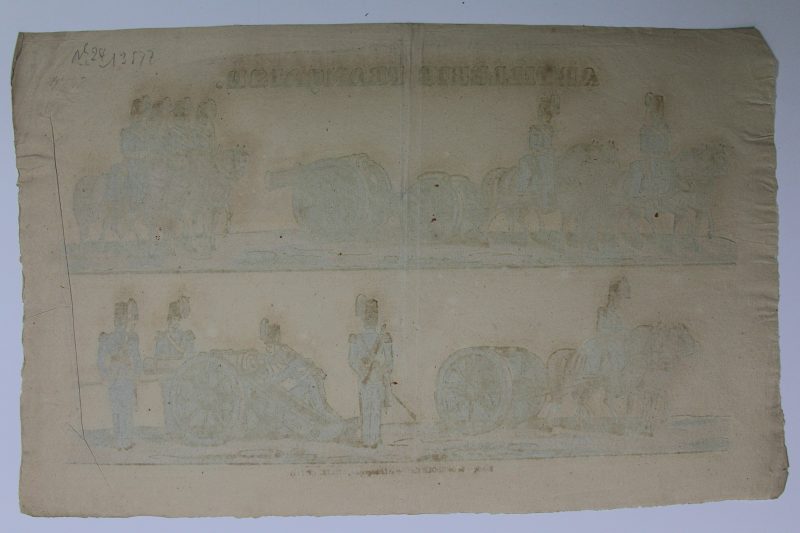 Petits soldats de papier - Feuille imagerie militaire - Ancienne gravure - Uniforme - Artillerie Française - Maison Dembour - Metz
