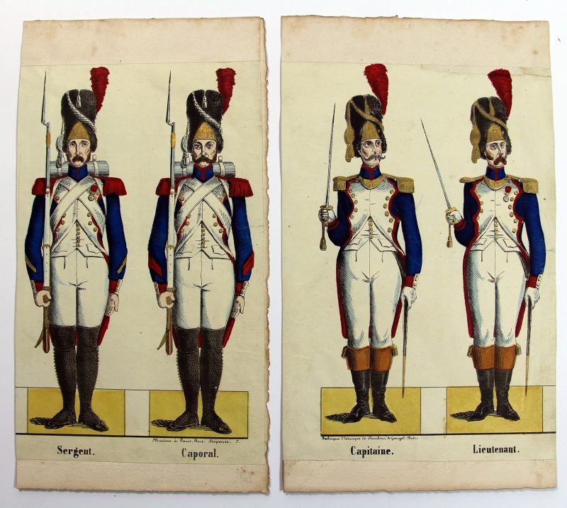 Petits soldats de papier - Feuille imagerie militaire - Ancienne gravure - Uniforme - Garde Impériale - Maison Dembour et Gangel Metz