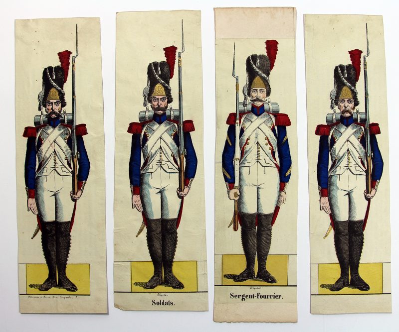 Petits soldats de papier - Feuille imagerie militaire - Ancienne gravure - Uniforme - Garde Impériale - Maison Dembour et Gangel Metz