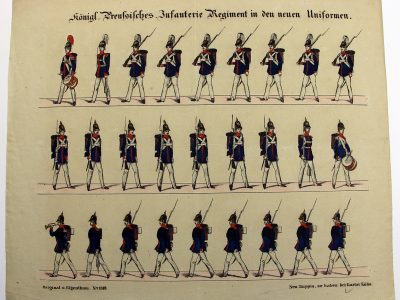 Petits soldats de papier - Feuille imagerie militaire - Ancienne gravure - Uniforme - Prusse Infanterie - Neu Ruppinn Gustav Kuhn