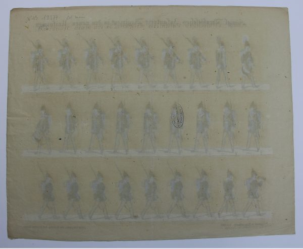 Petits soldats de papier - Feuille imagerie militaire - Ancienne gravure - Uniforme - Prusse Infanterie - Neu Ruppinn Gustav Kuhn