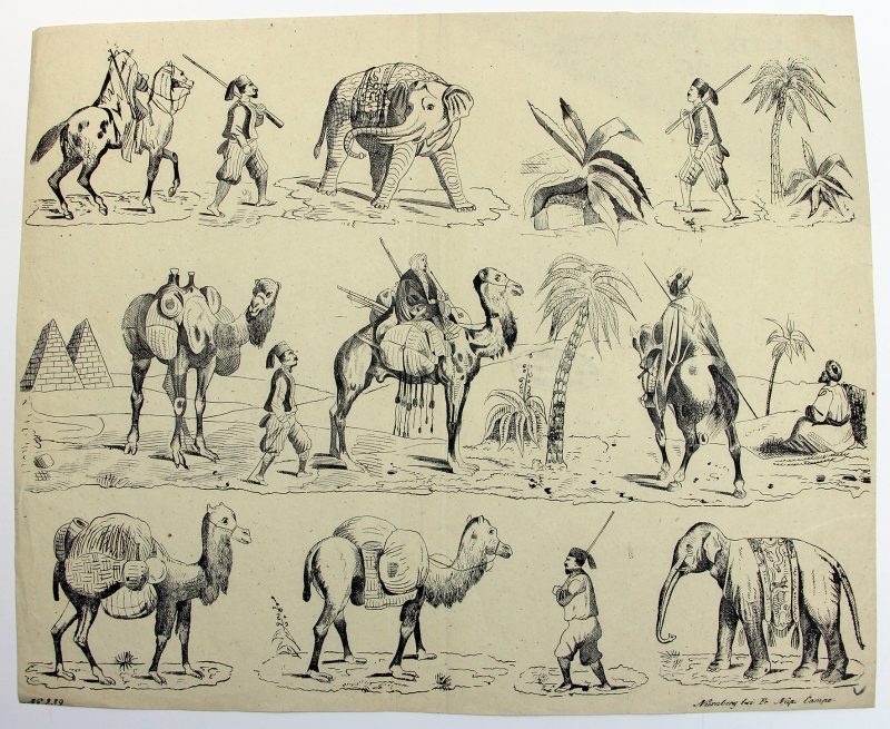 Petits soldats de papier - Feuille imagerie militaire - Ancienne gravure - Uniforme - Algerie Sahara Touareg- Nuremberg Campe