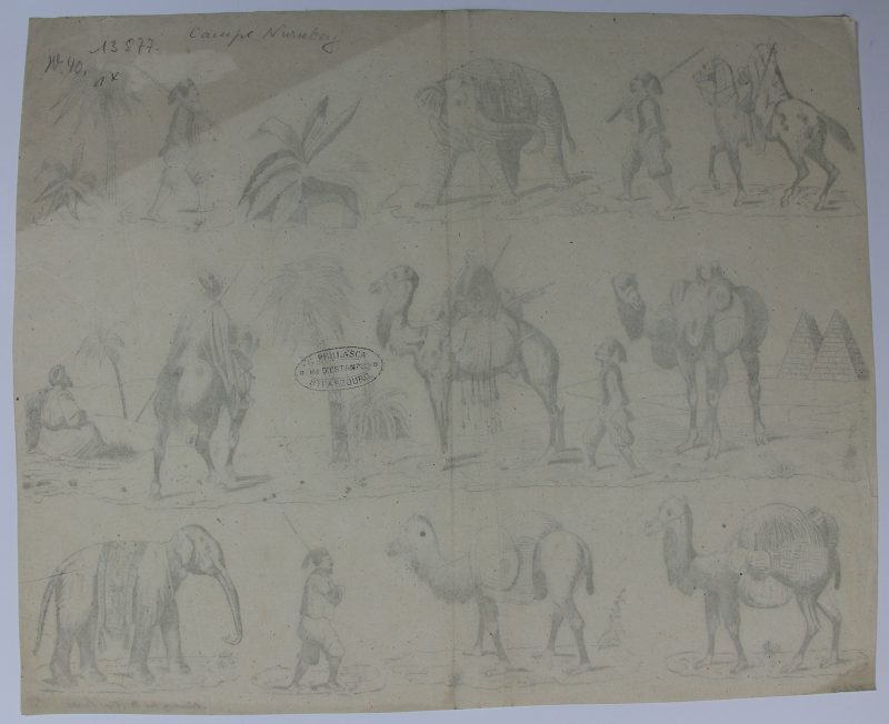 Petits soldats de papier - Feuille imagerie militaire - Ancienne gravure - Uniforme - Algerie Sahara Touareg- Nuremberg Campe