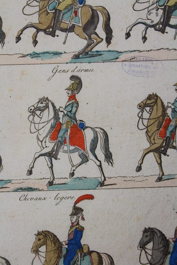 Petits soldats de papier - Feuille imagerie militaire - Ancienne gravure - Uniforme - Soldats allemands - Westphalie