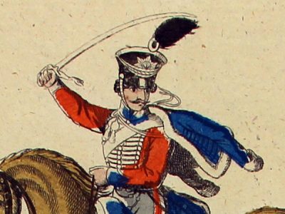 Petits soldats de papier - Feuille imagerie militaire - Ancienne gravure - Uniforme - Soldats allemands - Prusse Hussards