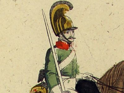 Petits soldats de papier - Feuille imagerie militaire - Ancienne gravure - Uniforme - Soldats Autriche - Dragons Cavalerie