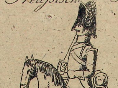 Petits soldats de papier - Feuille imagerie militaire - Ancienne gravure - Uniforme - Soldats Allemand - Prusse Dragons Cavalerie