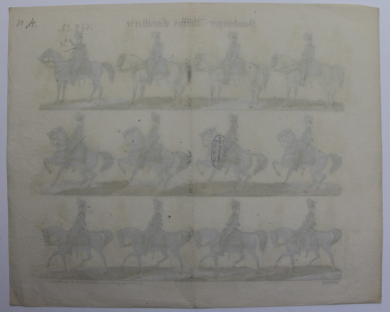 Petits soldats de papier - Feuille imagerie militaire - Ancienne gravure - Uniforme - Soldats Allemands - Hambourg Cavalerie